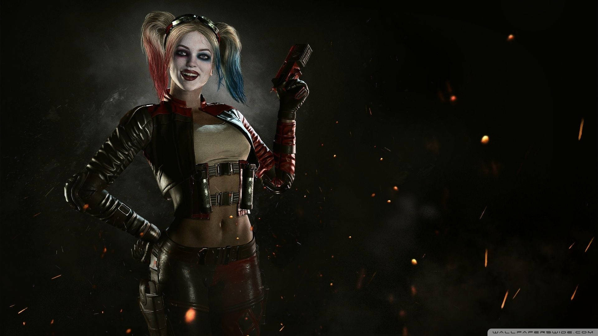 Shiny Leather Outfit Harley Quinn 4k Background