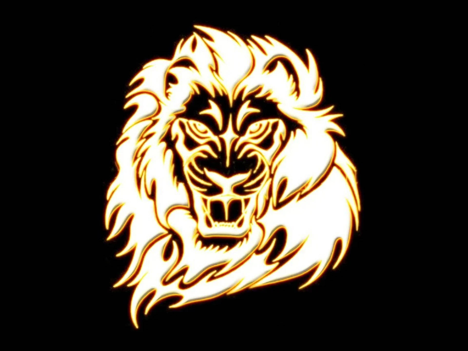 Shiny Lion Head In Black Background