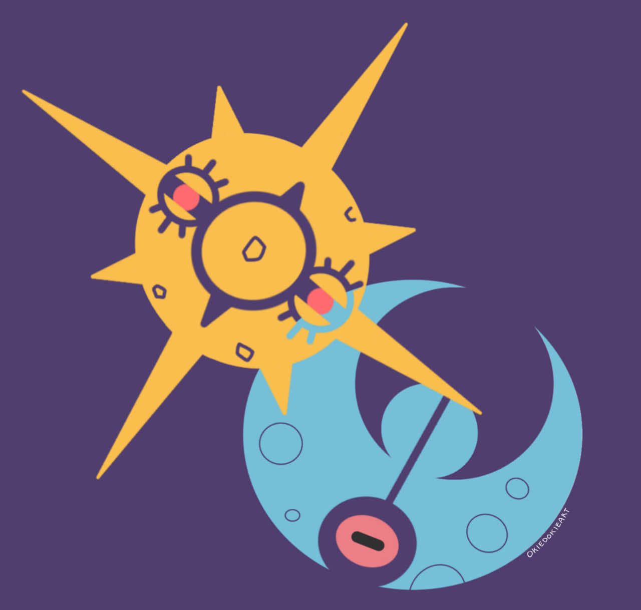 Shiny Lunatone And Solrock Vector Art Background