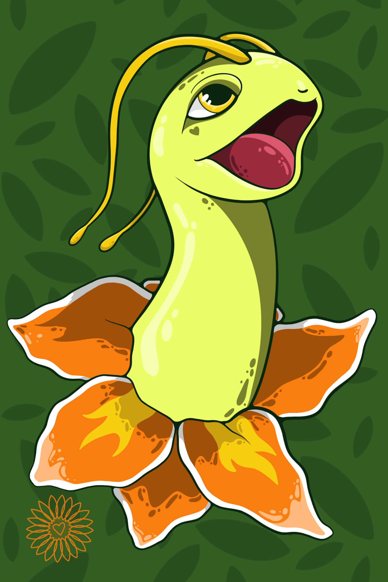 Shiny Meganium On Green Background Background