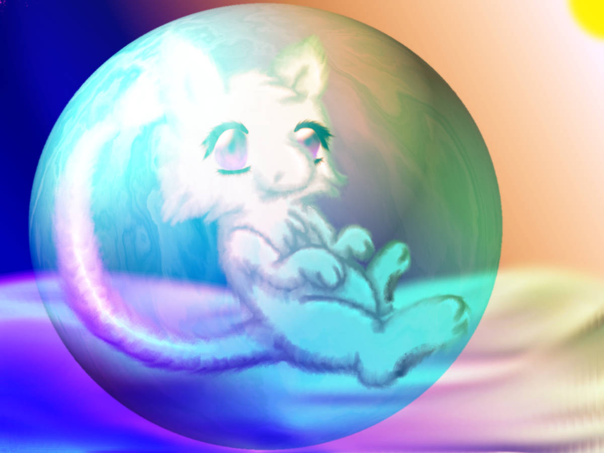 Shiny Mewtwo In Bubble Background