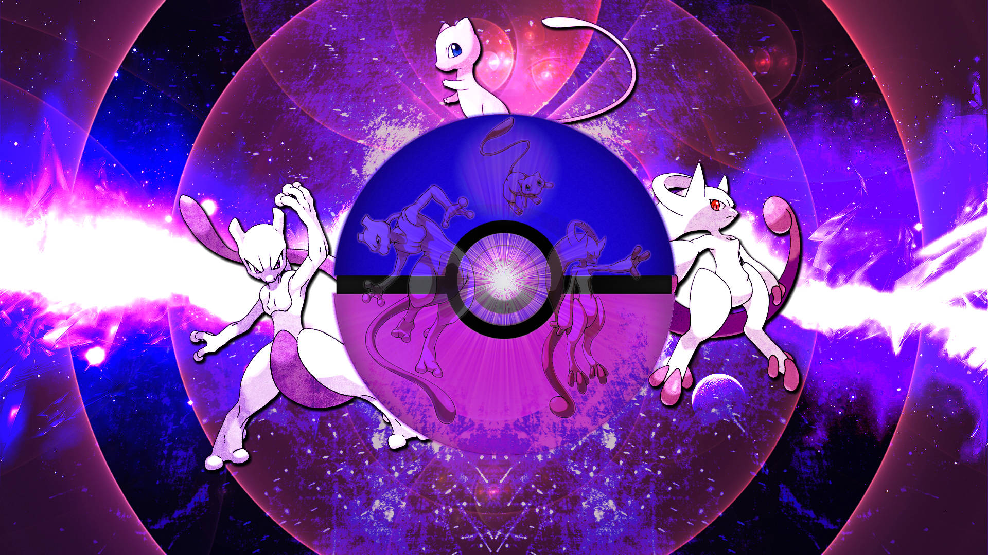 Shiny Mewtwo With Void Pokeball Background