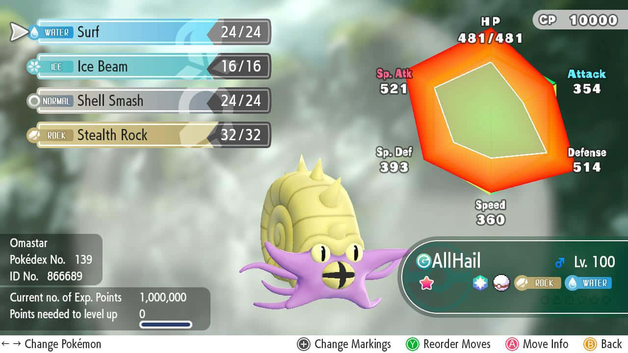 Shiny Omastar Attack Moves Background
