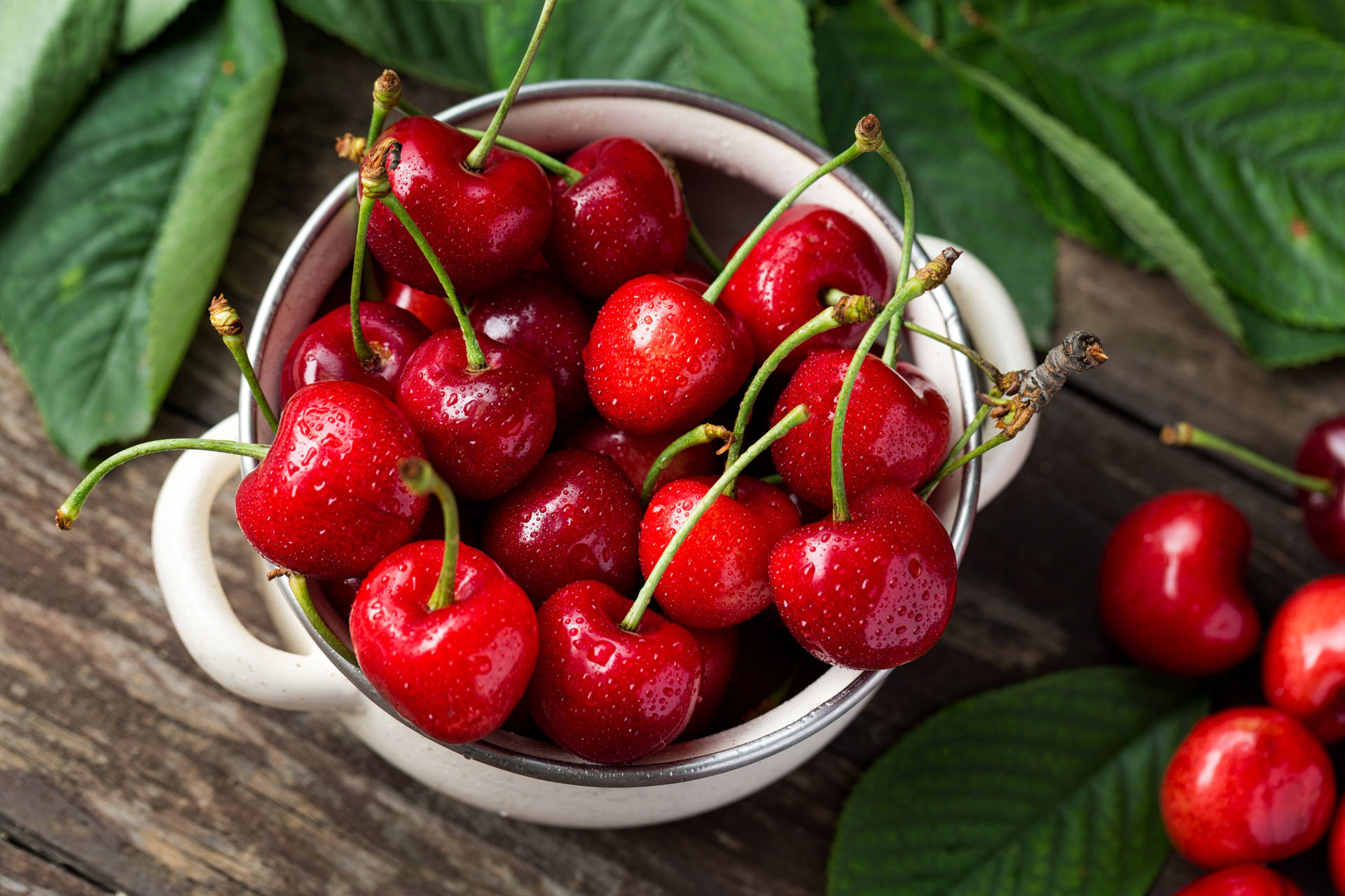 Shiny Red Cherries Background