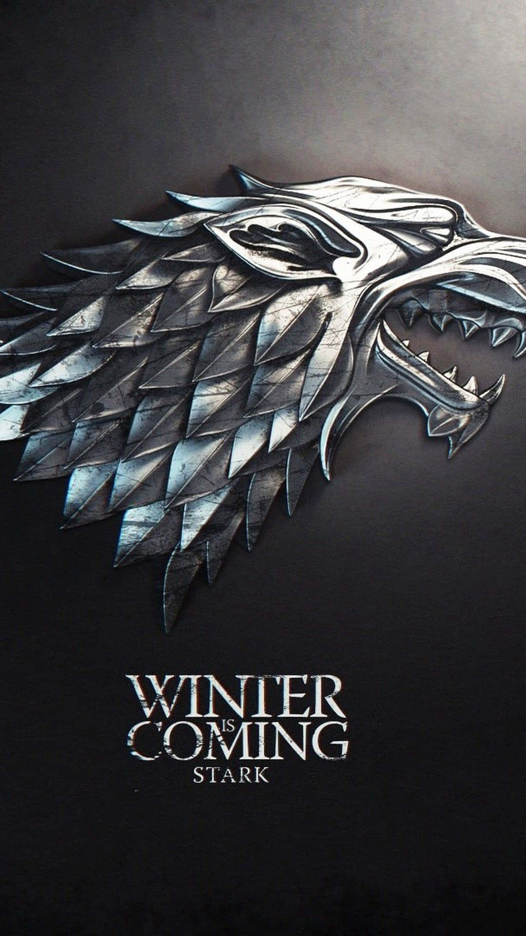 Shiny Silver Stark Wolf Phone Background