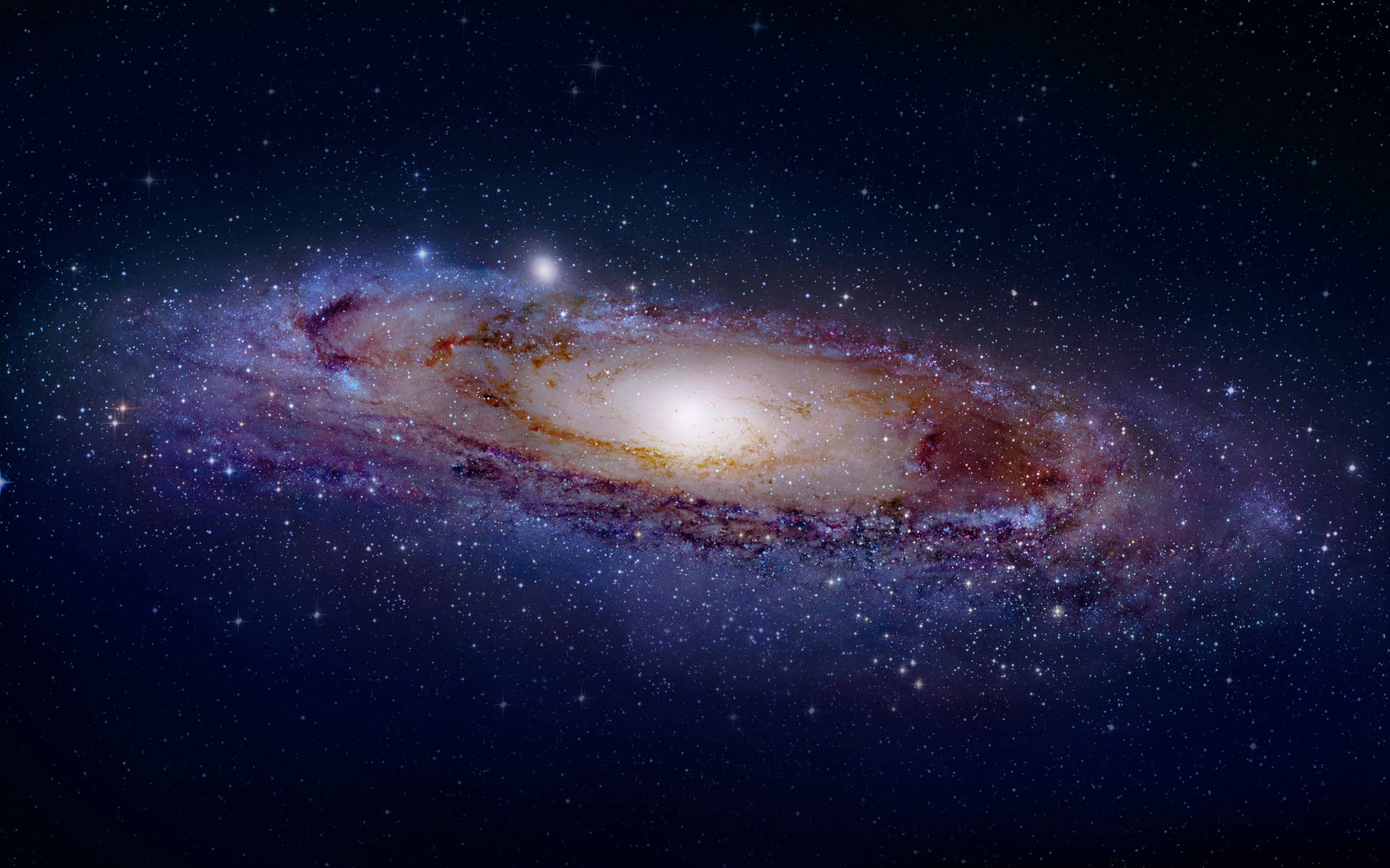 Shiny Stars On Sky With Andromeda Galaxy