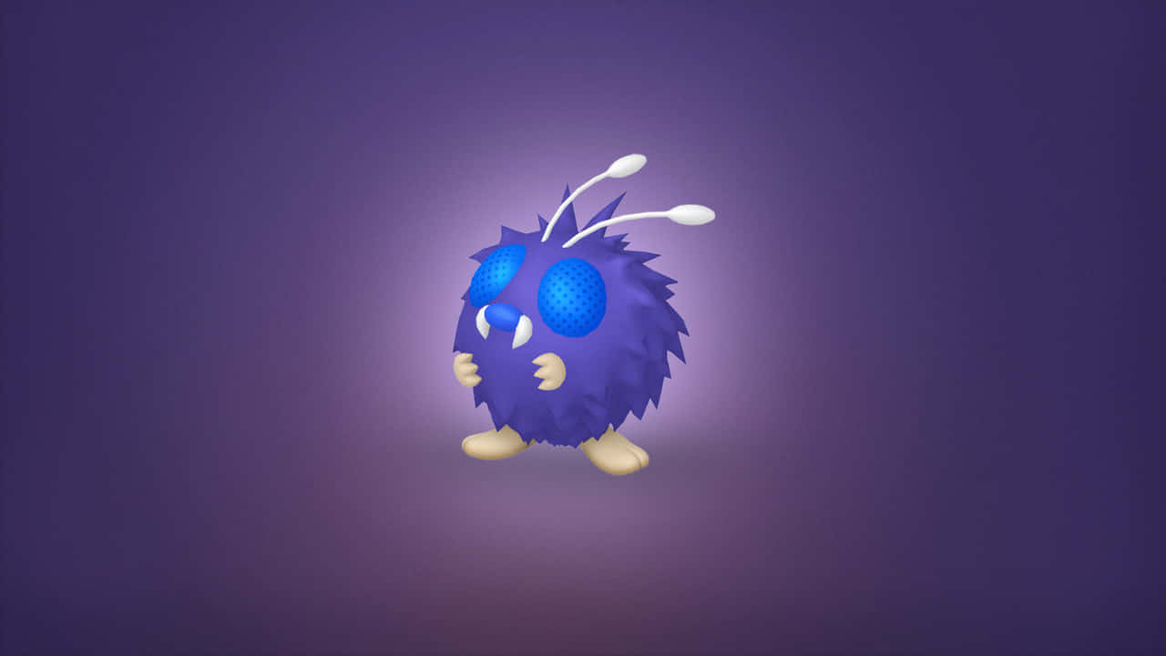 Shiny Venonat Glowing In Deep Purple Background Background