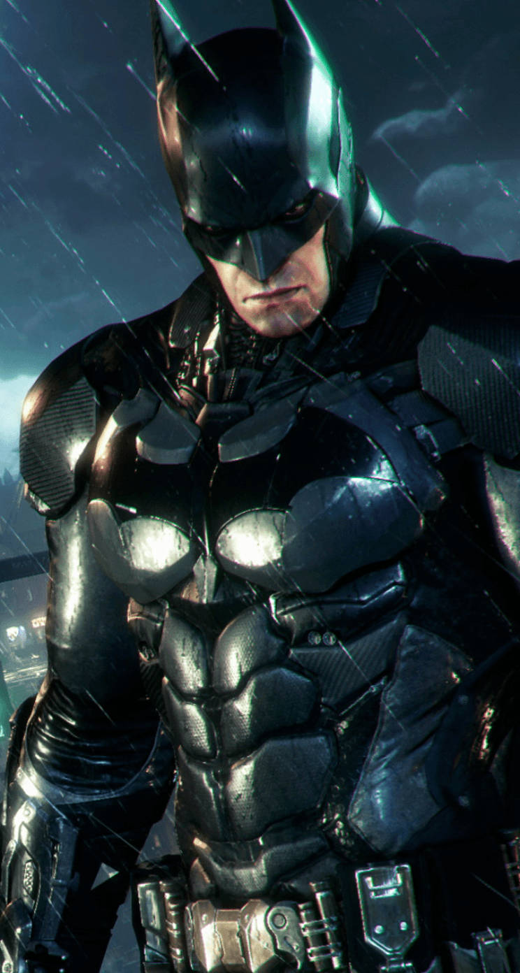 Shiny Wet Suit Of Batman Arkham Knight Iphone Background