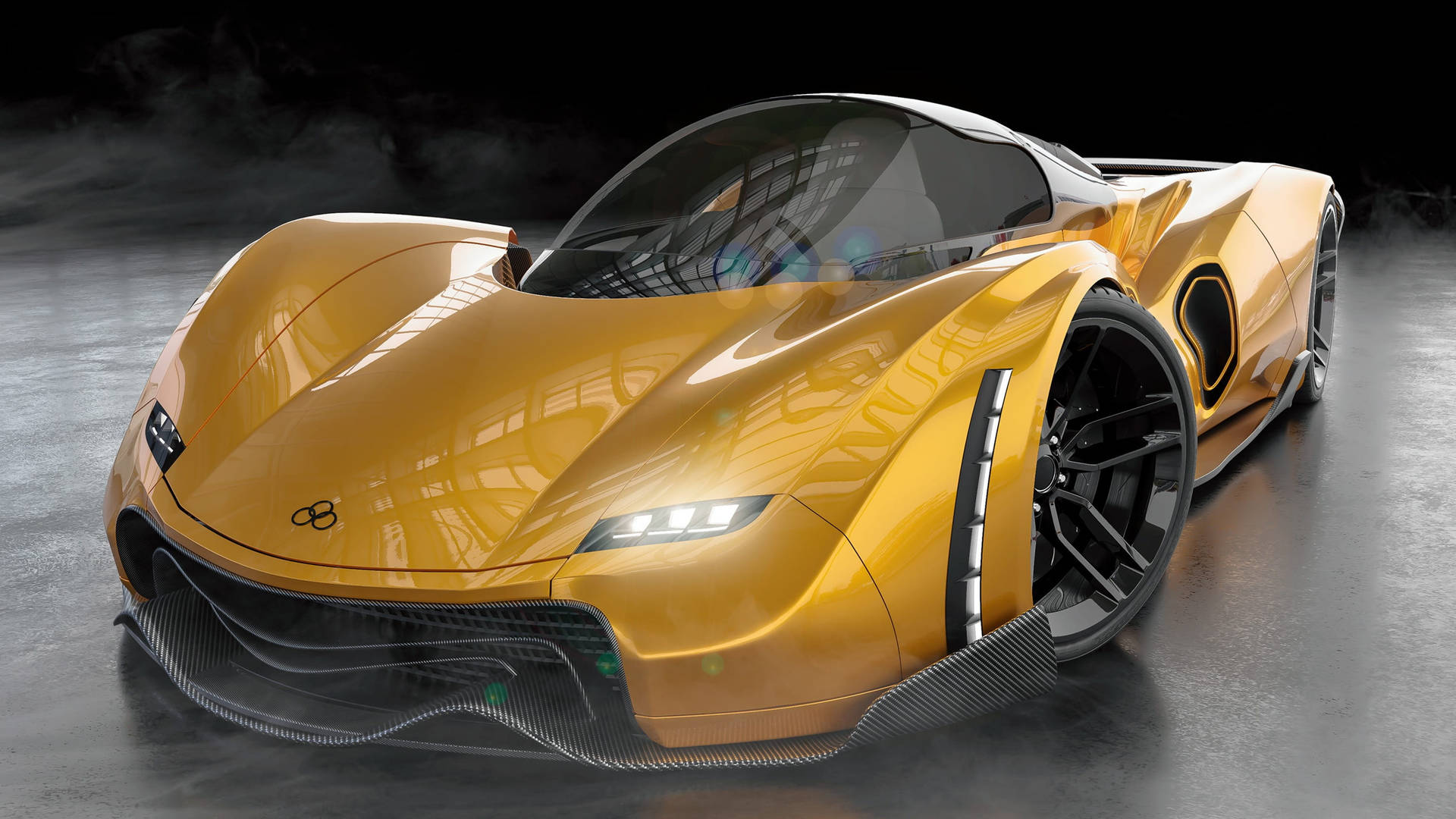 Shiny Yellow Concept 3d Car Background