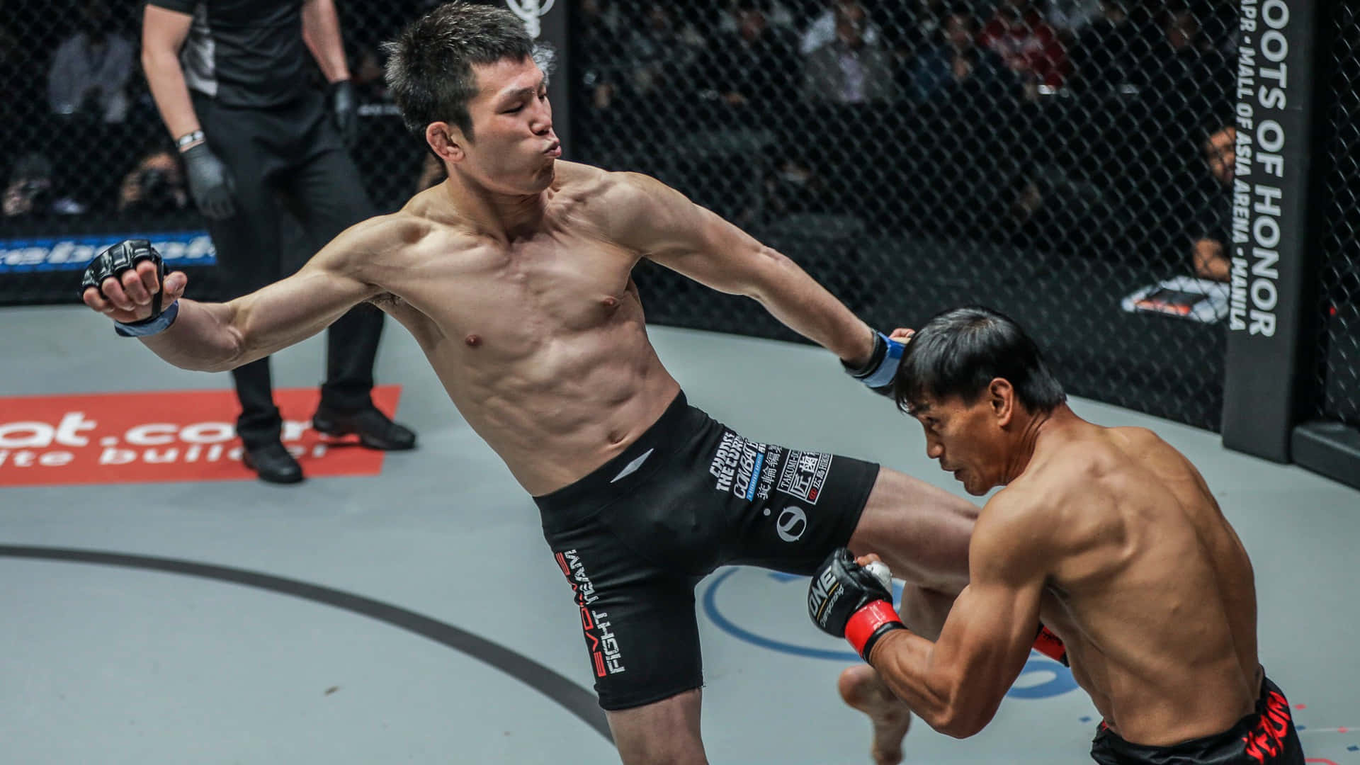 Shinya Aoki In Action Against Eduard Folayang Background