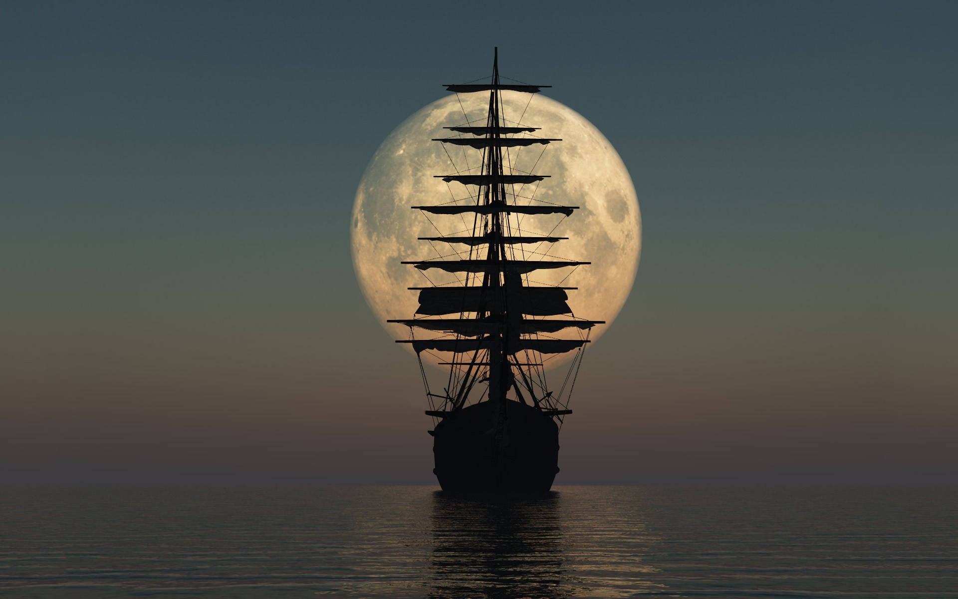 Ship Silhouette Art Background