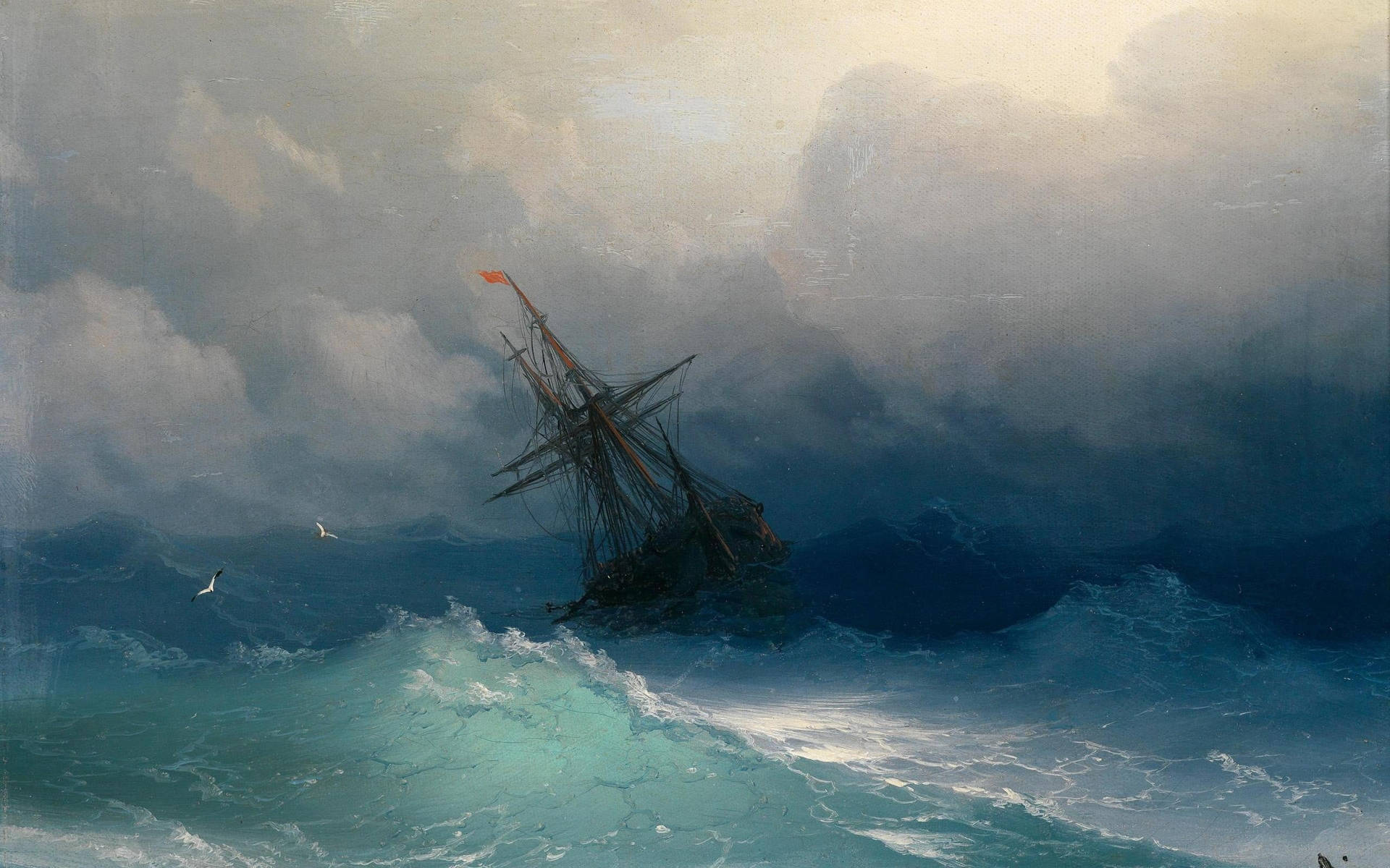 Shipwreck_in_ Stormy_ Sea Background