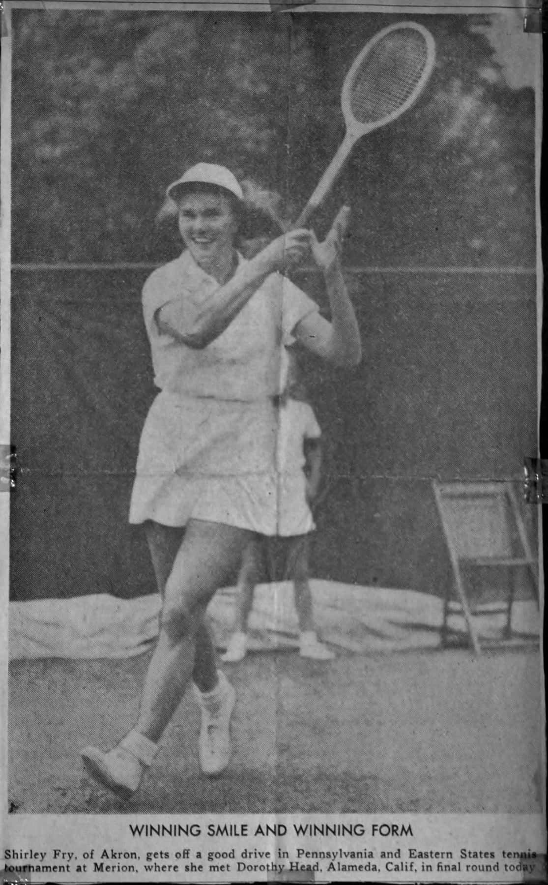 Shirley Fry Irvin In A News Article Background
