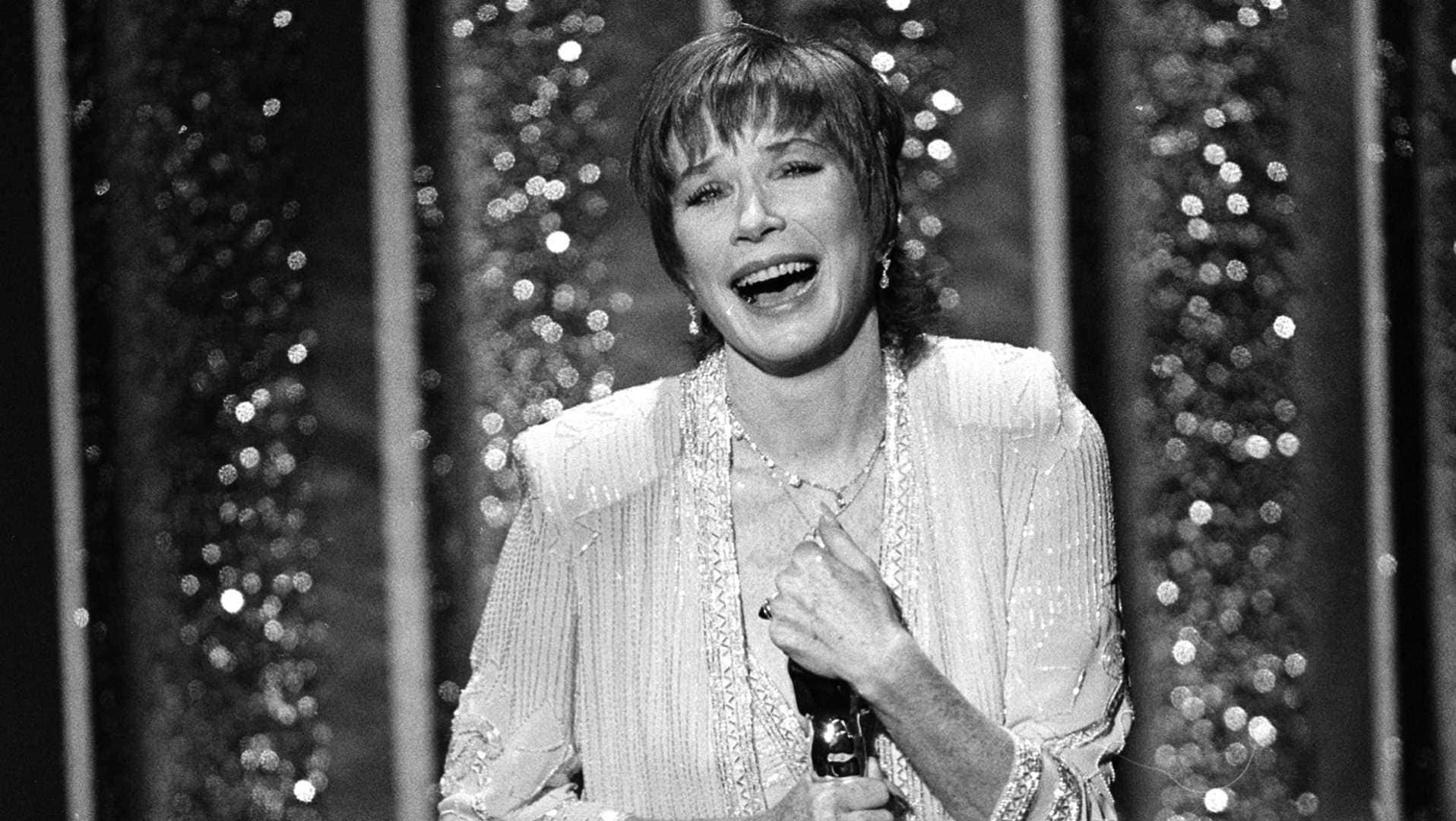 Shirley Maclaine Laughing Black And White