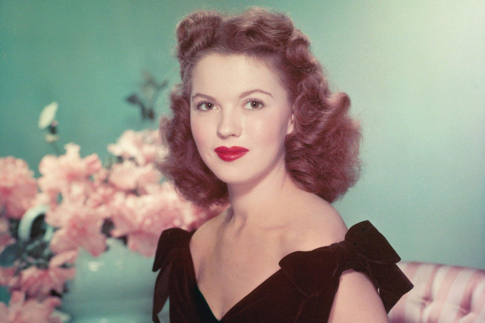 Shirley Temple In Black Dress Background