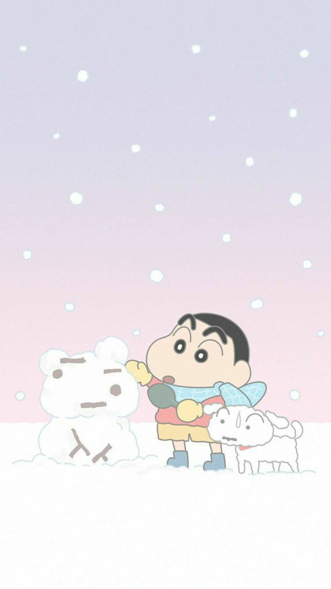Shiro And Shinchan Aesthetic During Winter Background