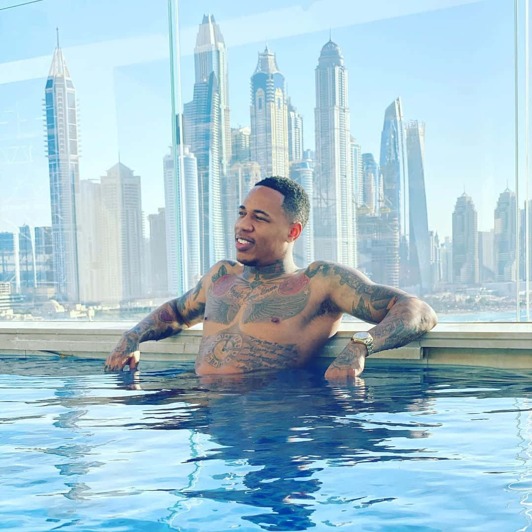 Shirtless Nathaniel Clyne In A Pool