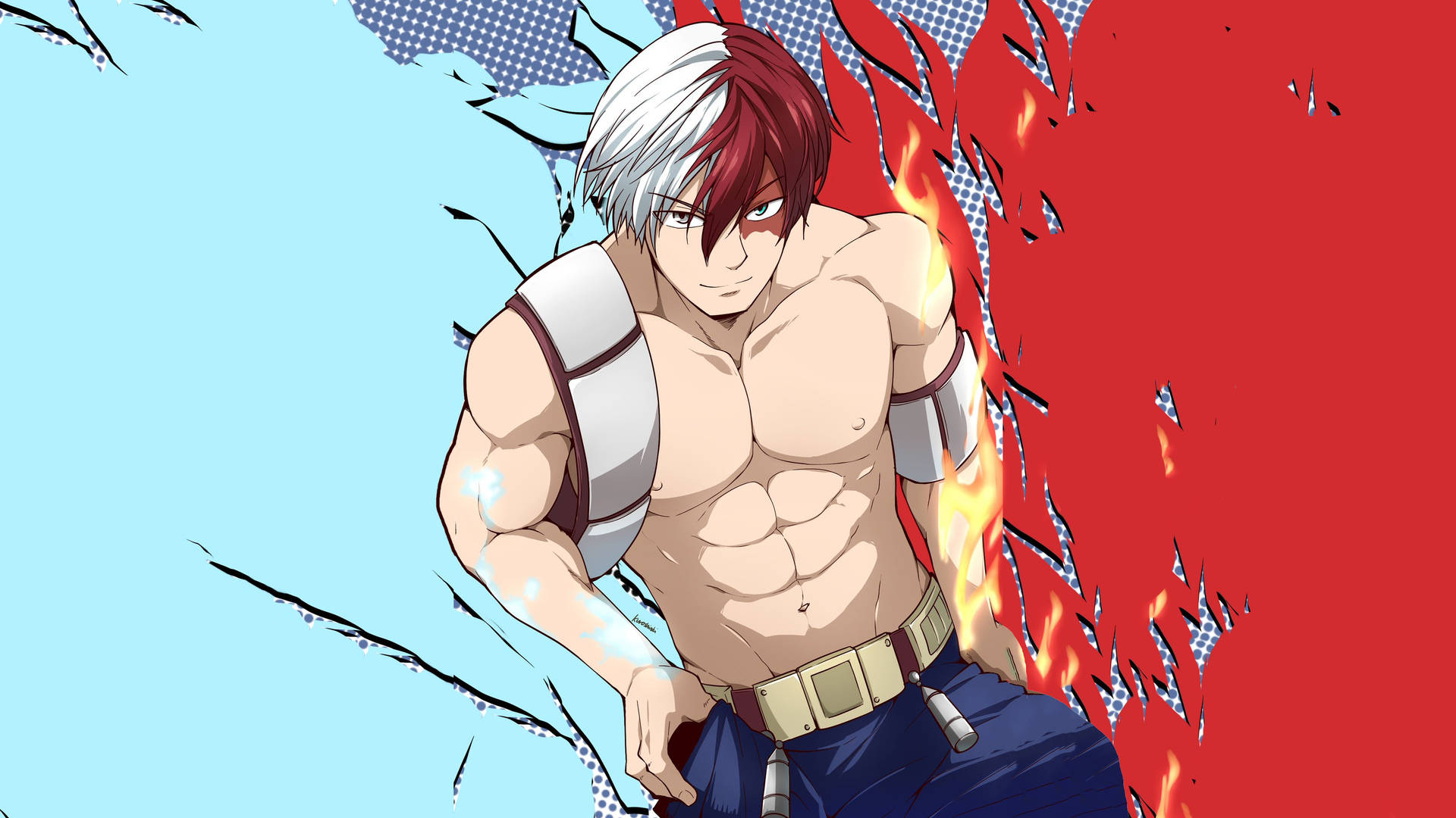 Shirtless Shoto Todoroki Aesthetic Background