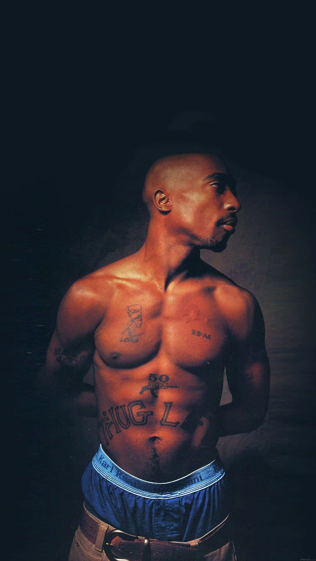 Shirtless With Tattoos Tupac Iphone Background