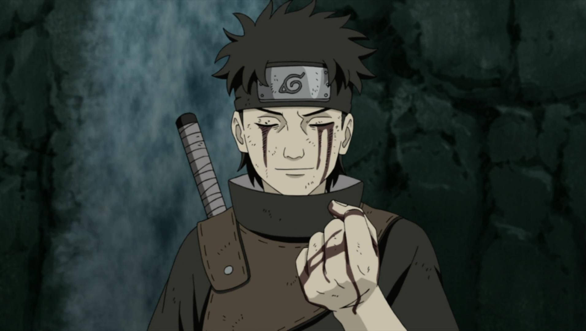 Shisui Uchiha Naruto Bloody Eyes And Fist Background