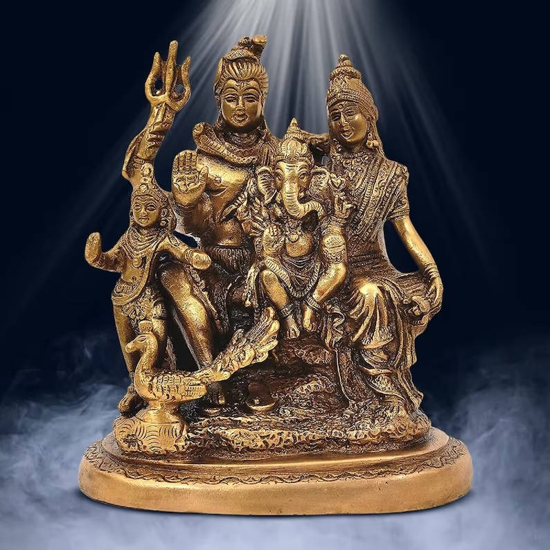 Shiv Parivar Brass Figurine Background