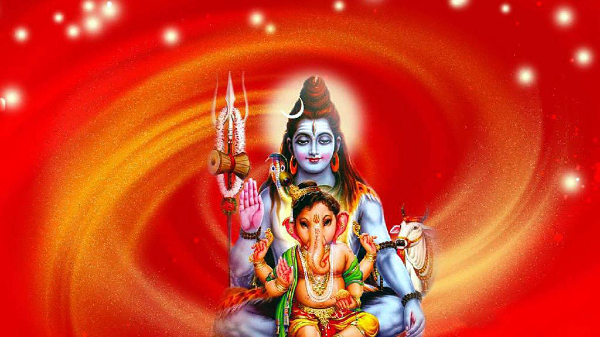 Shiv Parivar Shiva And Ganesha Sparkles Background