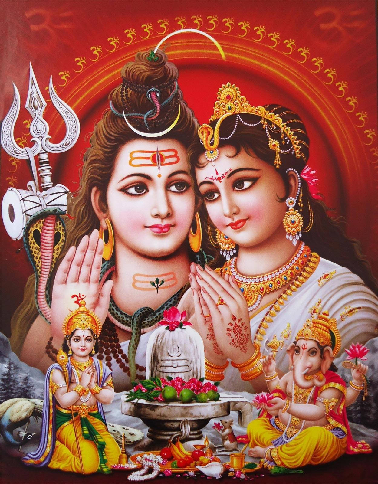 Shiv Parivar With Two Sons Background