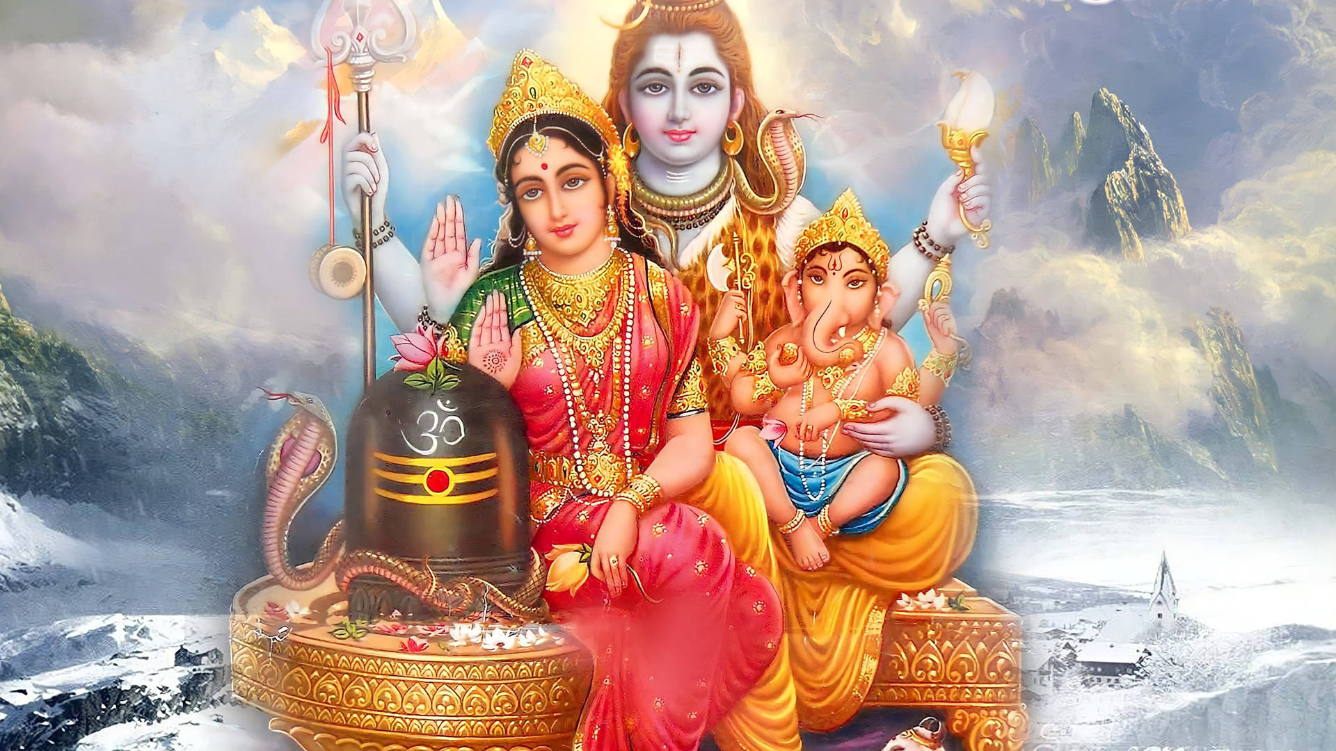 Shiv Parvati Hd Snow Mountain Clouds Background