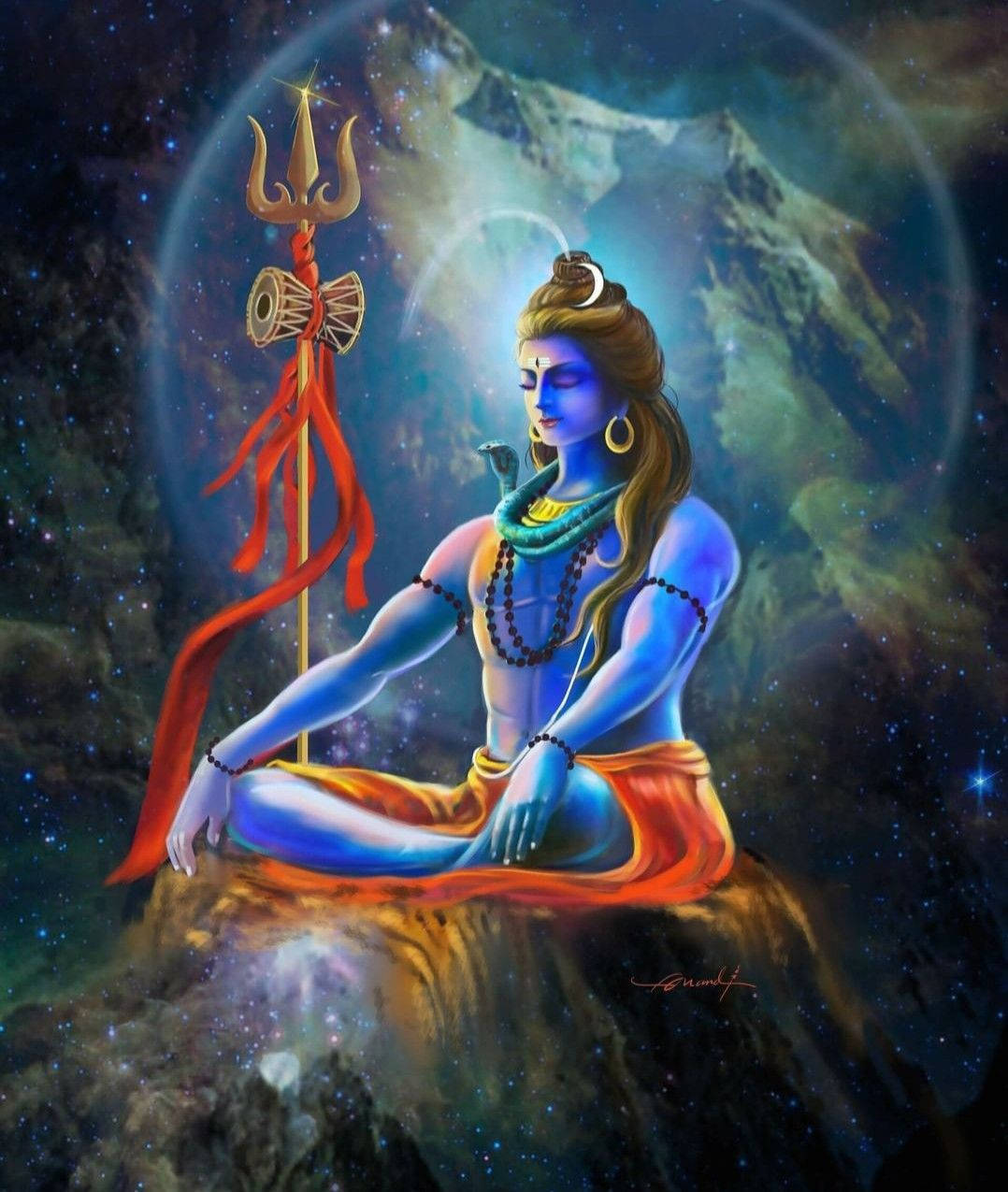 Shiv Shankar On Galaxy Hd Background