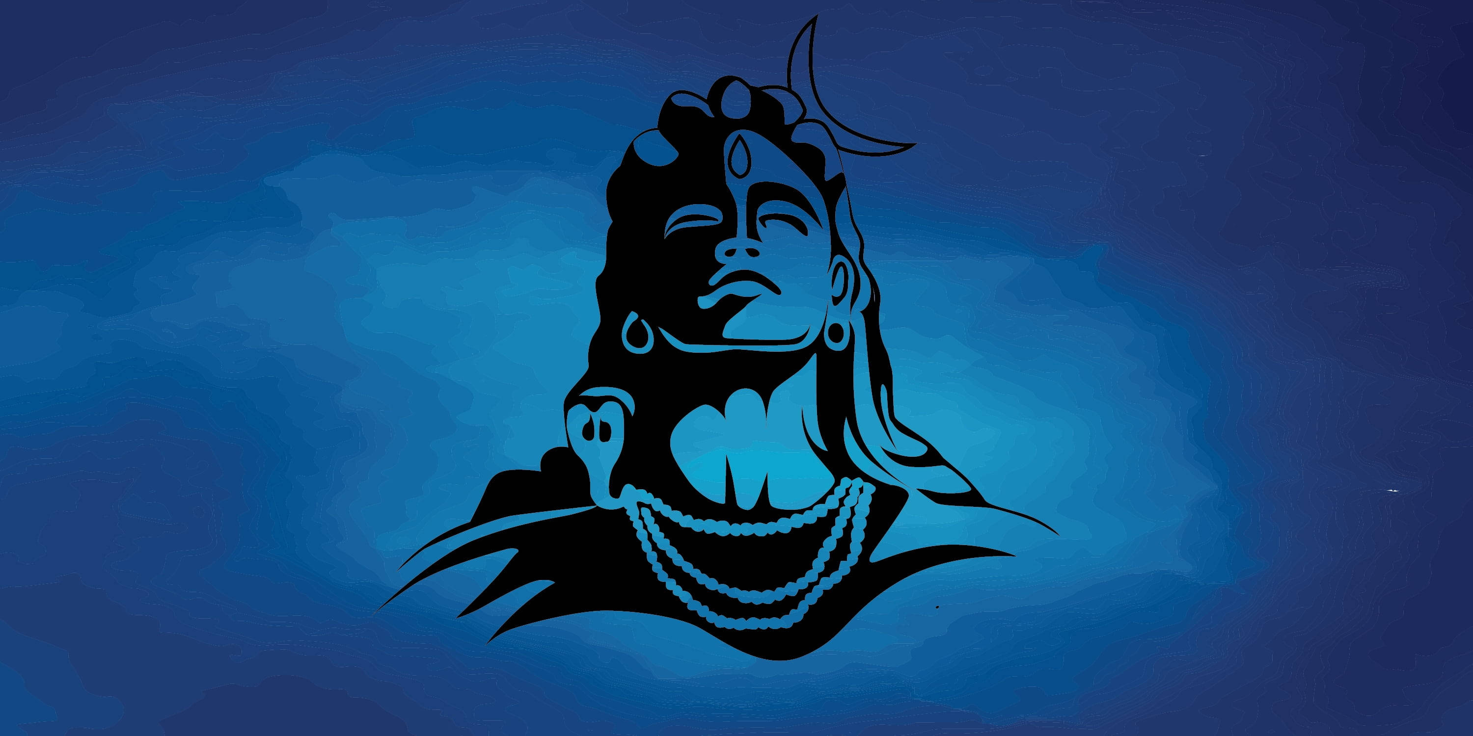 Shiv Tandav Black Ink Art On Blue Aesthetic Background