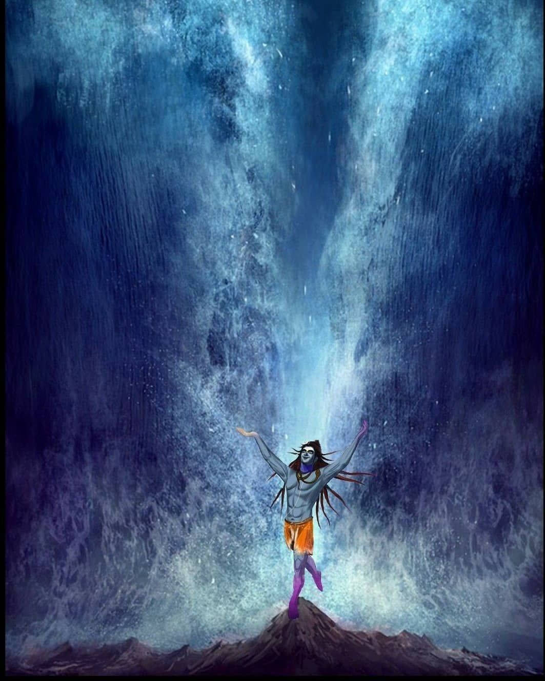 Shiv Tandav Blue Aesthetic Water Background