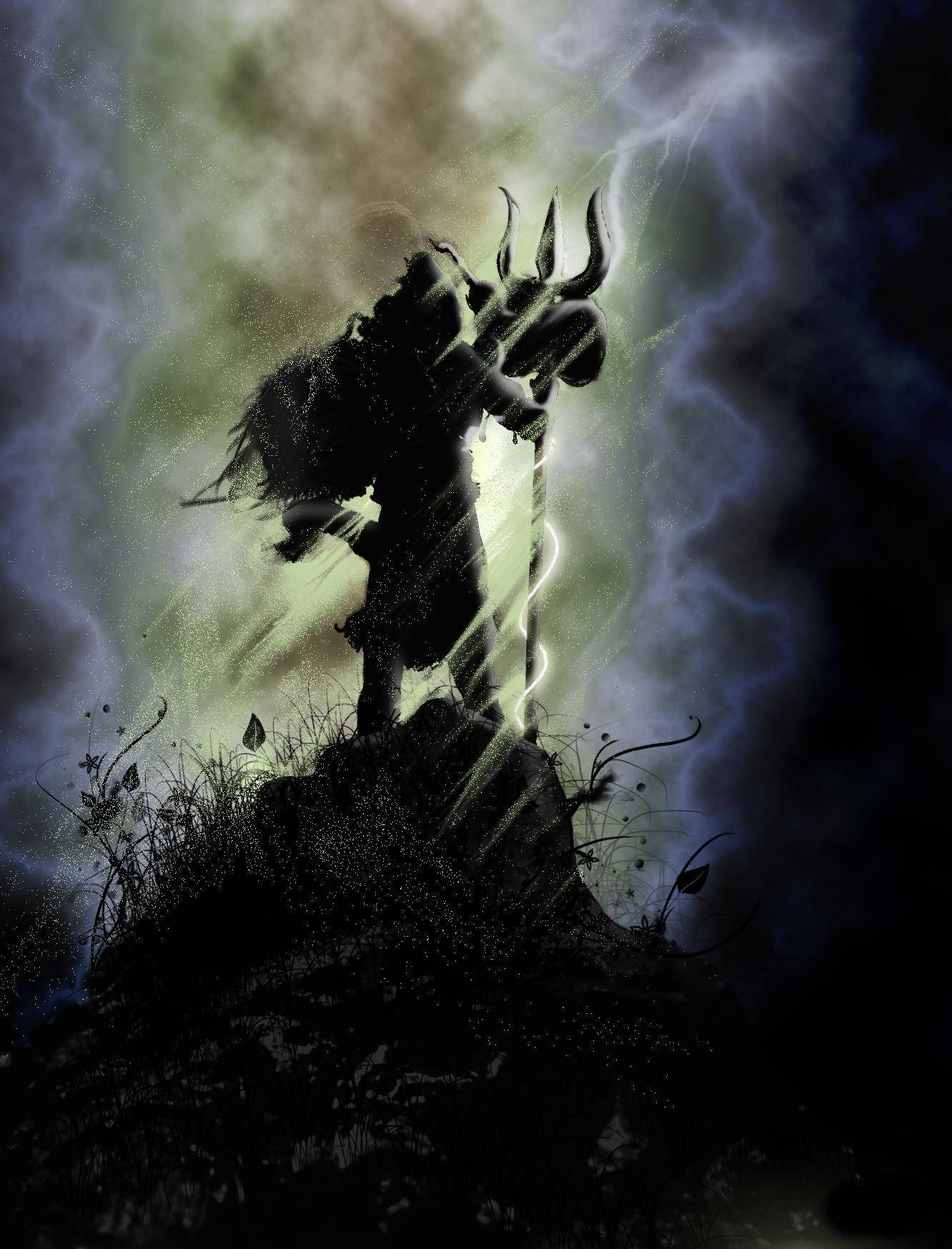 Shiv Tandav Shadowy Silhouette Background