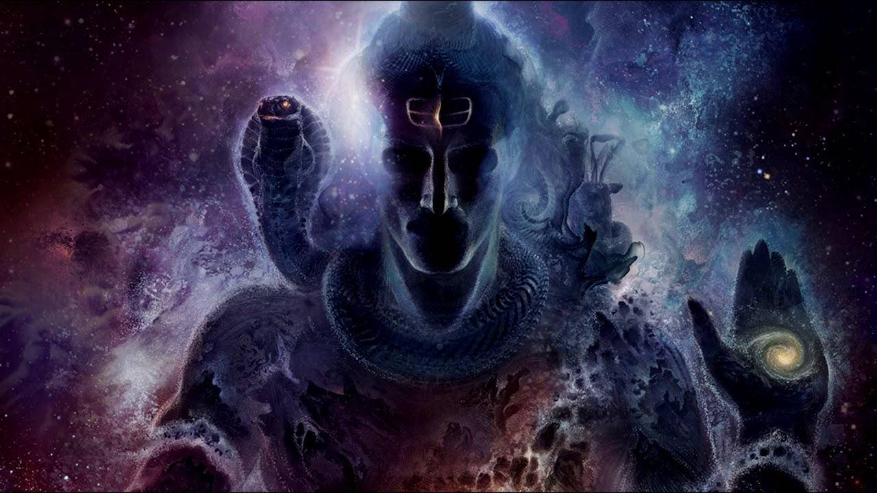 Shiv Tandav Shiva Holding Up Hand Galaxy Background