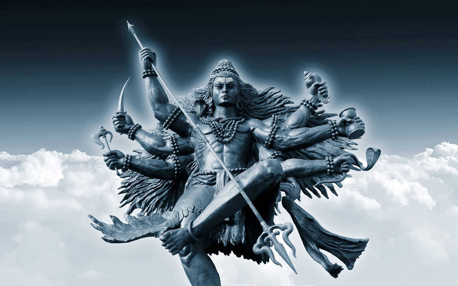 Shiv Tandav Shiva In Sky Trishula Background