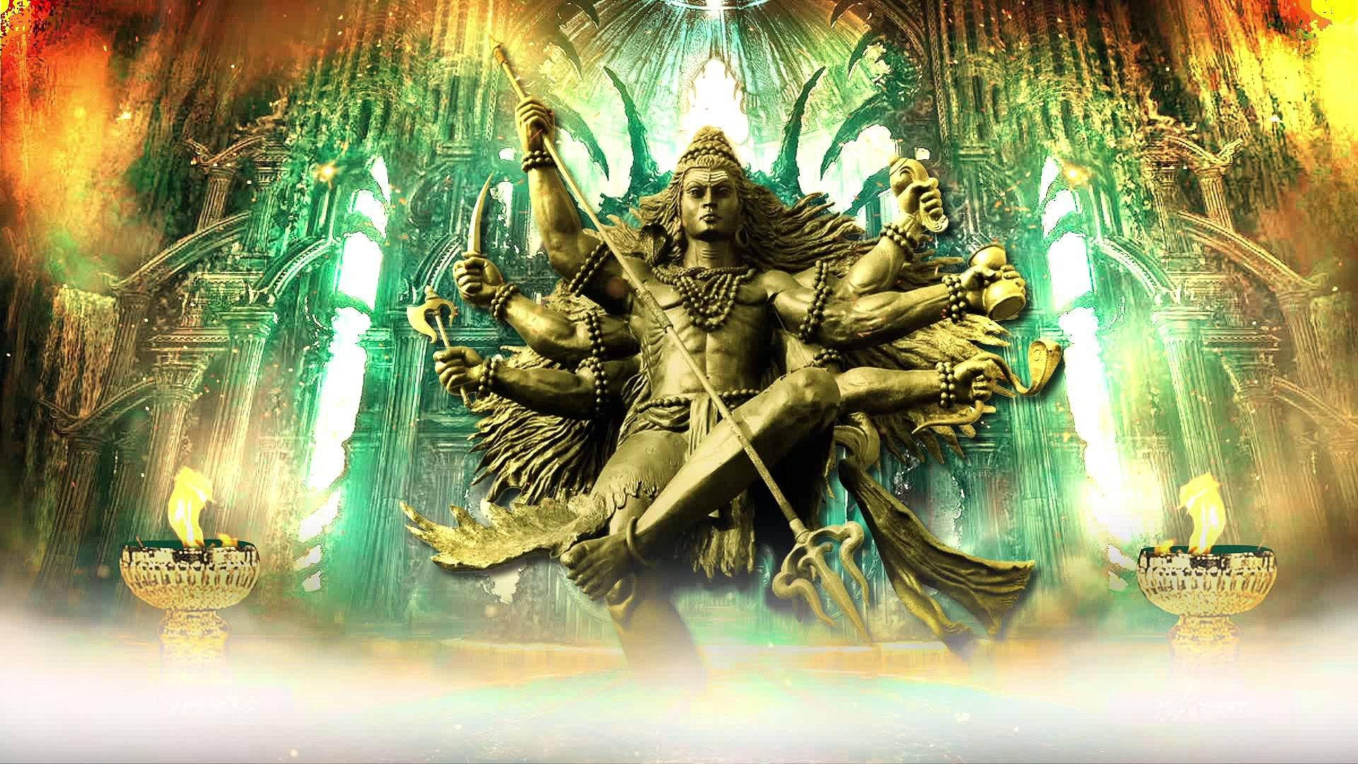 Shiv Tandav Shiva Statue Grand Temple Background