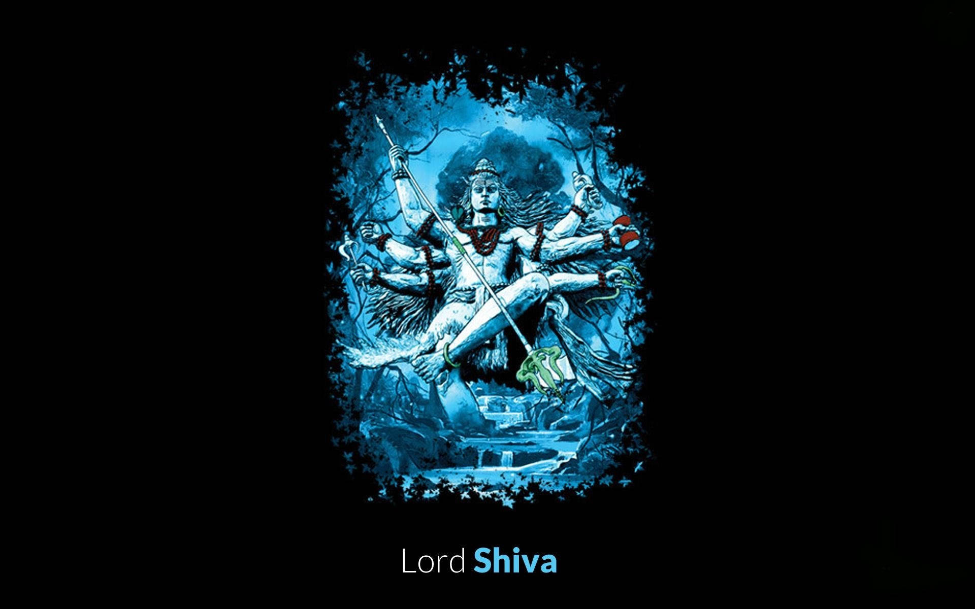 Shiva Black Four-arm Destruction Deity