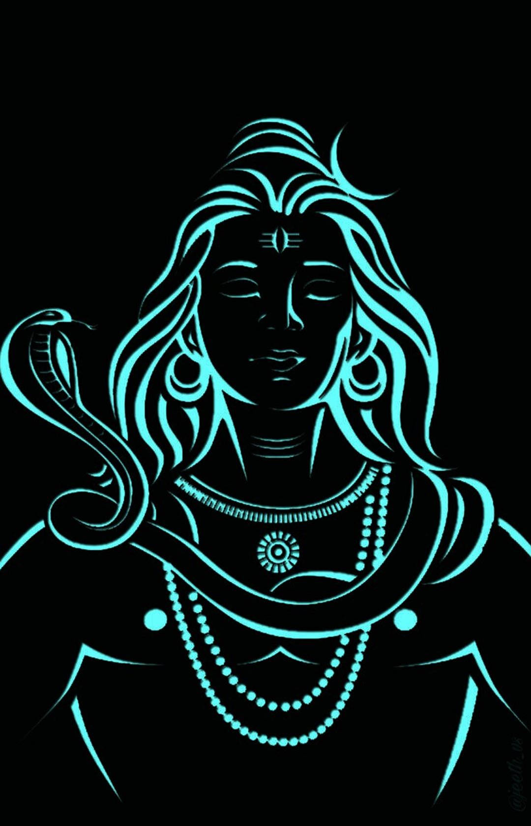 Shiva God Of Mahakal In Neon Hd Background