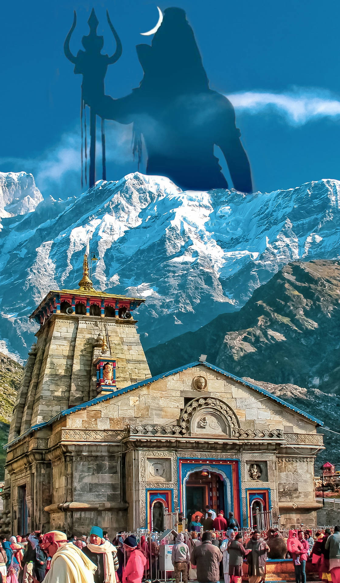 Shiva Iphone Silhouette Above Temple