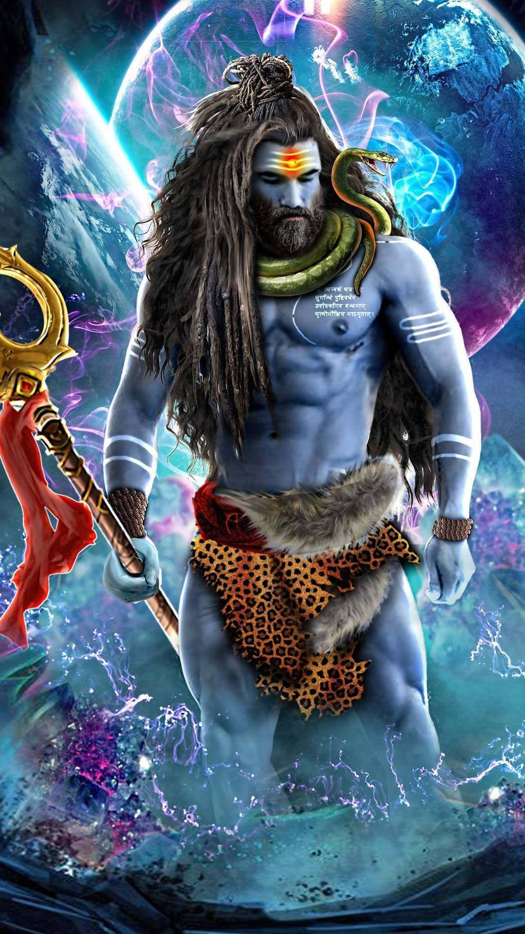 Shiva On Galaxy Background