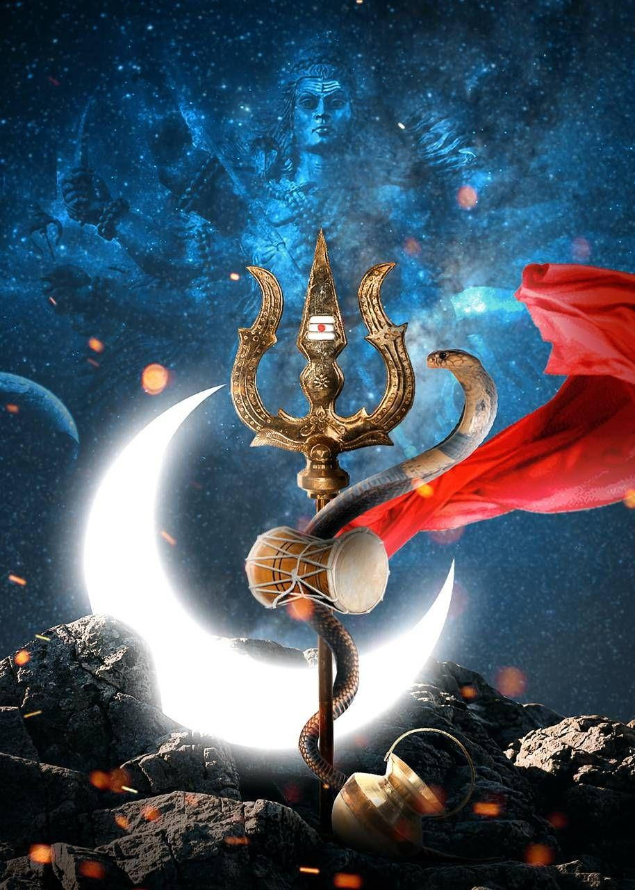 Shiva Trishul Collage Background