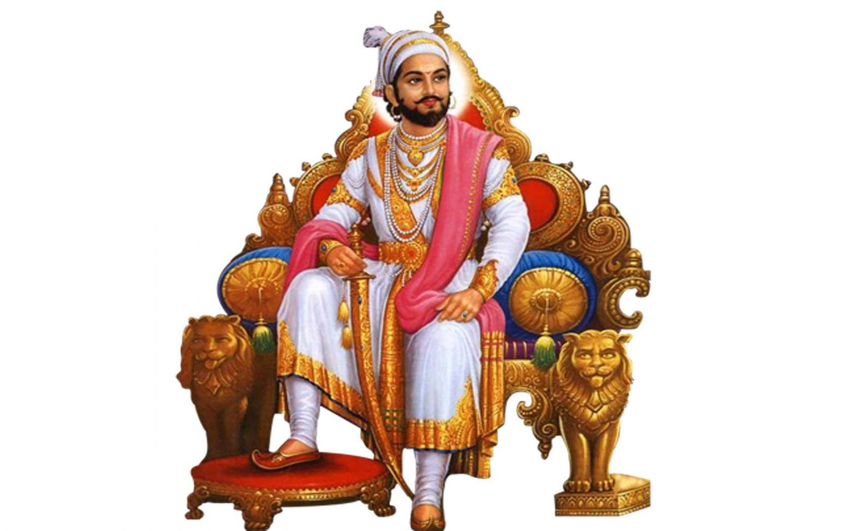 Shivaji Maharaj Art On Throne Hd Background