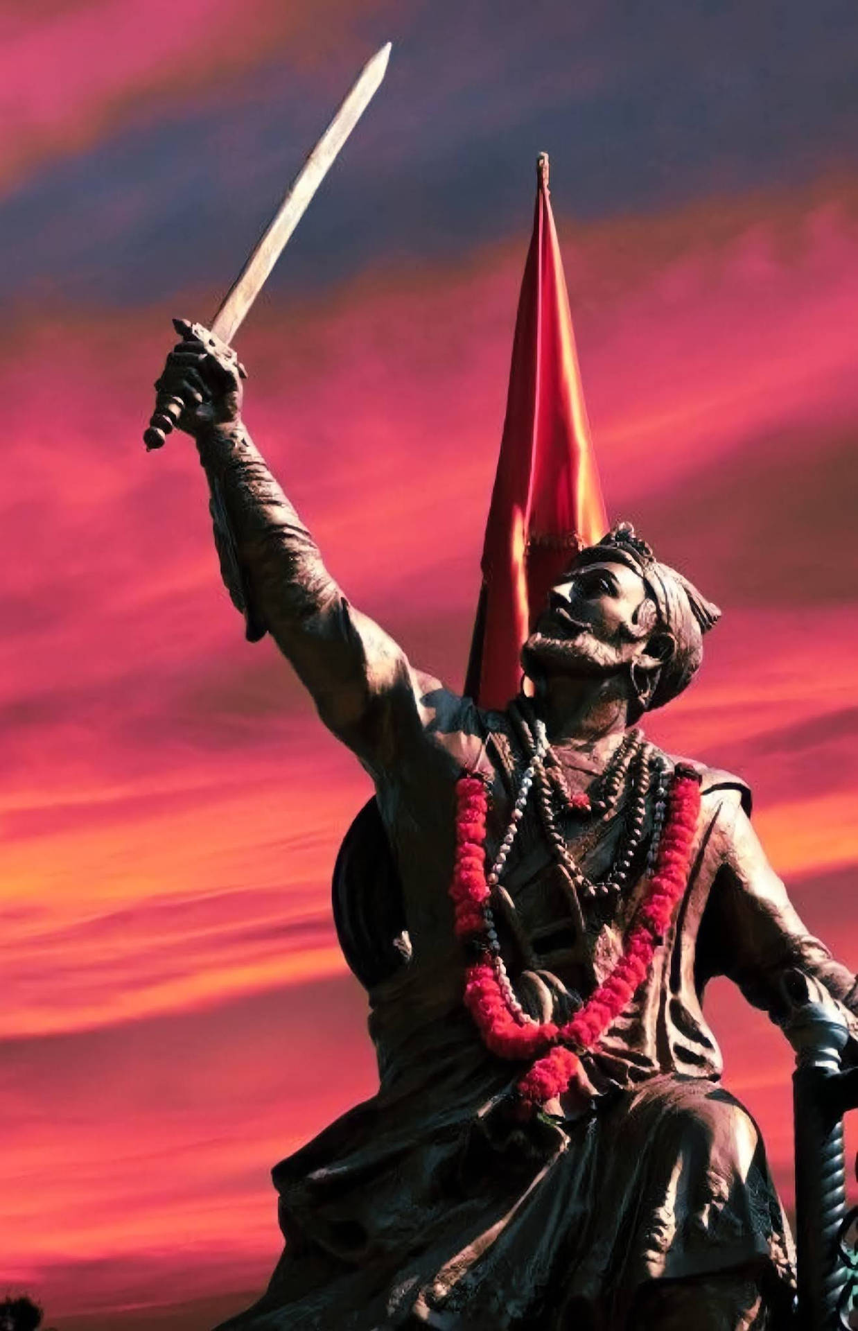 Shivaji Maharaj Holding Sword Up In Air Background