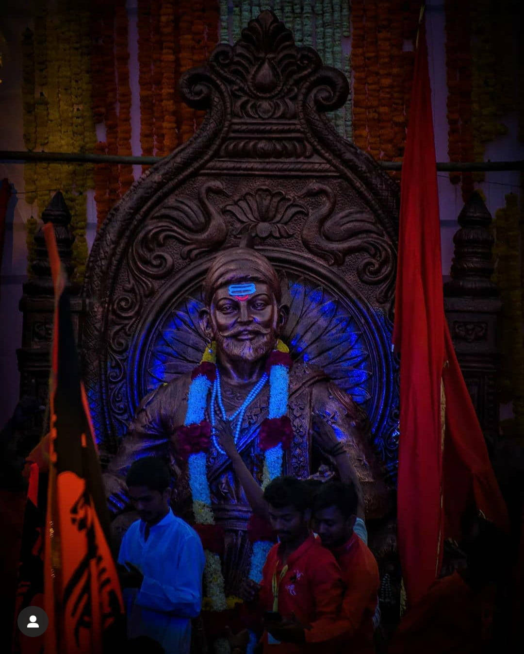 Shivaji Maharaj Statue With Blue Lights