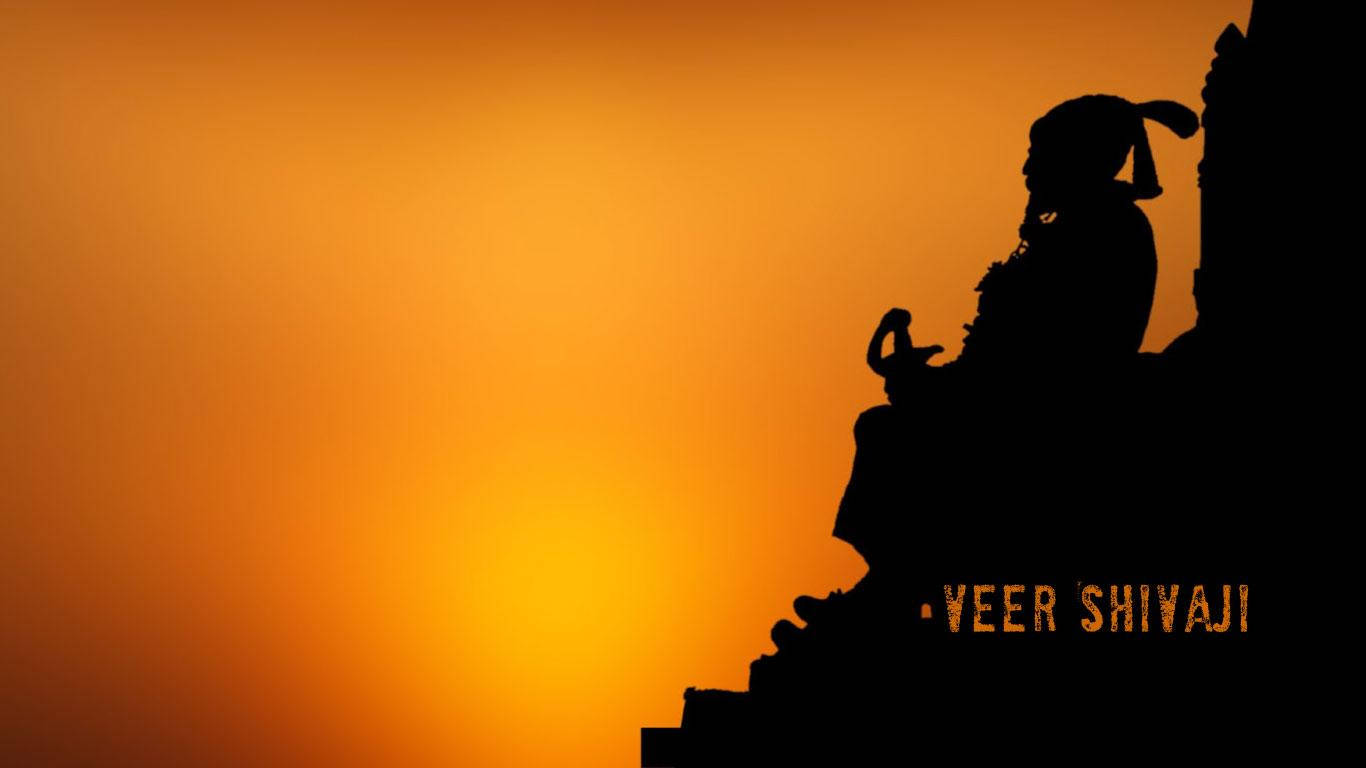 Shivaji Maharaj Throne Silhouette On Orange Hd Background