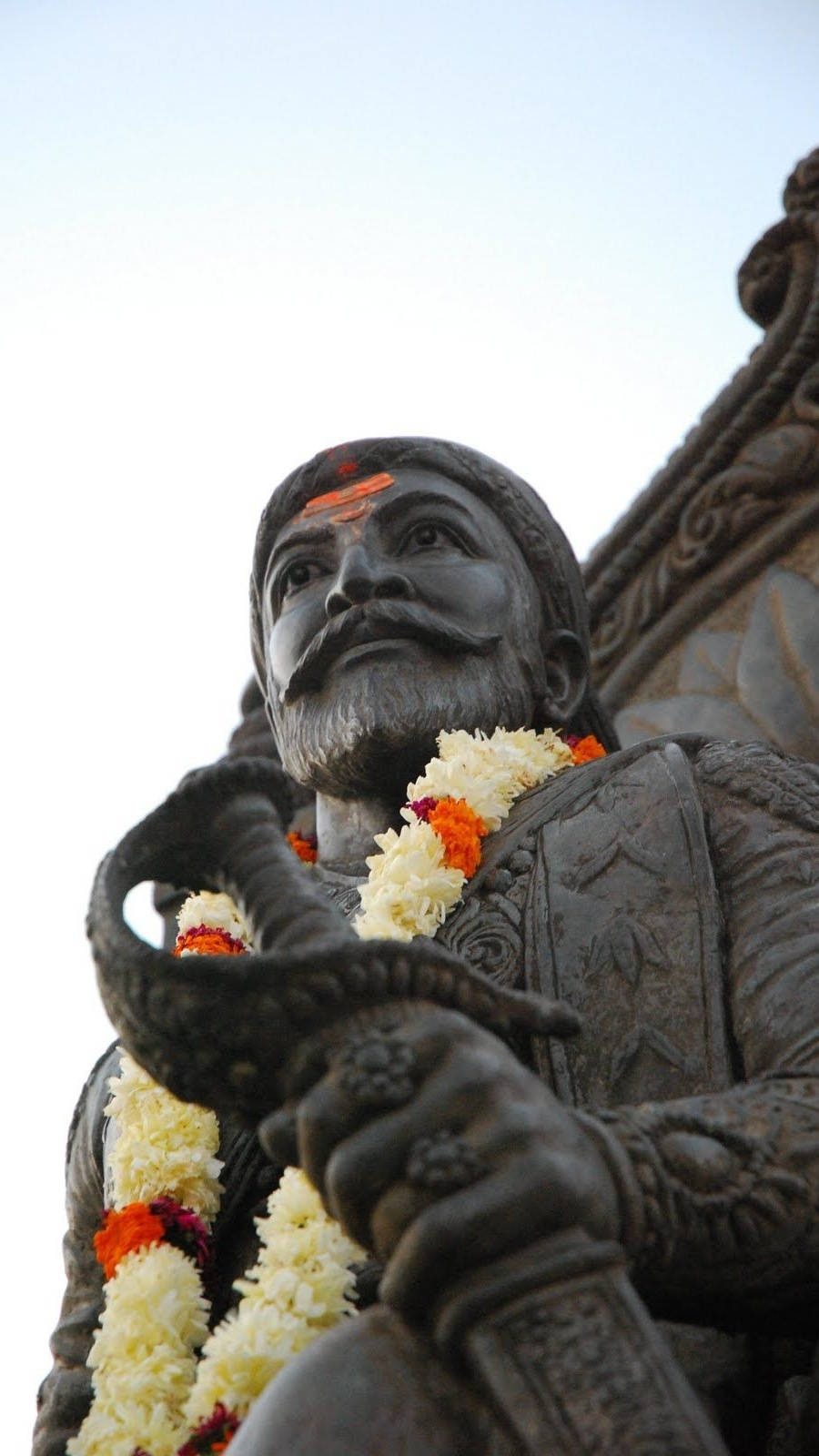 Shivaji Maharaj With Flower Neck Garland