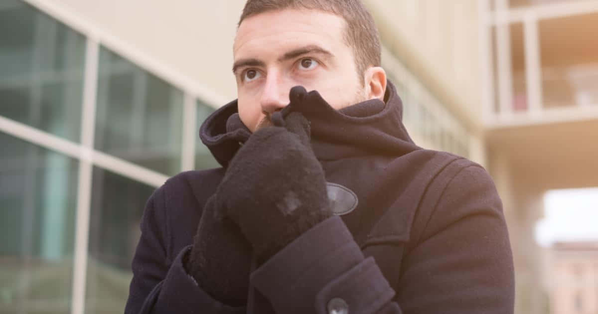 Shivering Man Looking Ahead [wallpaper] Background