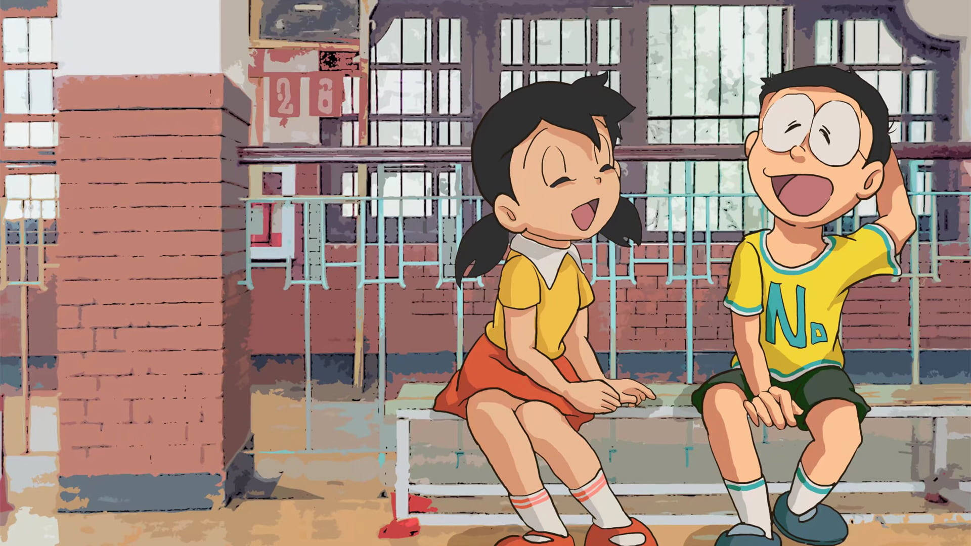 Shizuka Doraemon And Nobita School Bench