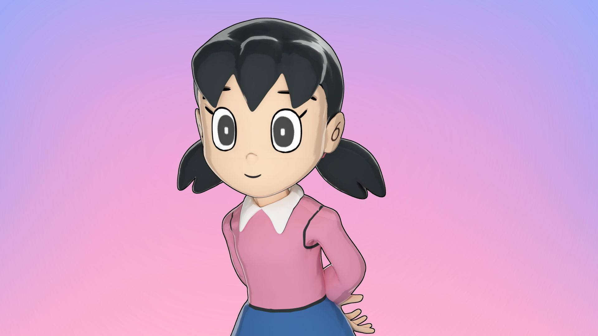 Shizuka Doraemon Gradient Purple Background Background