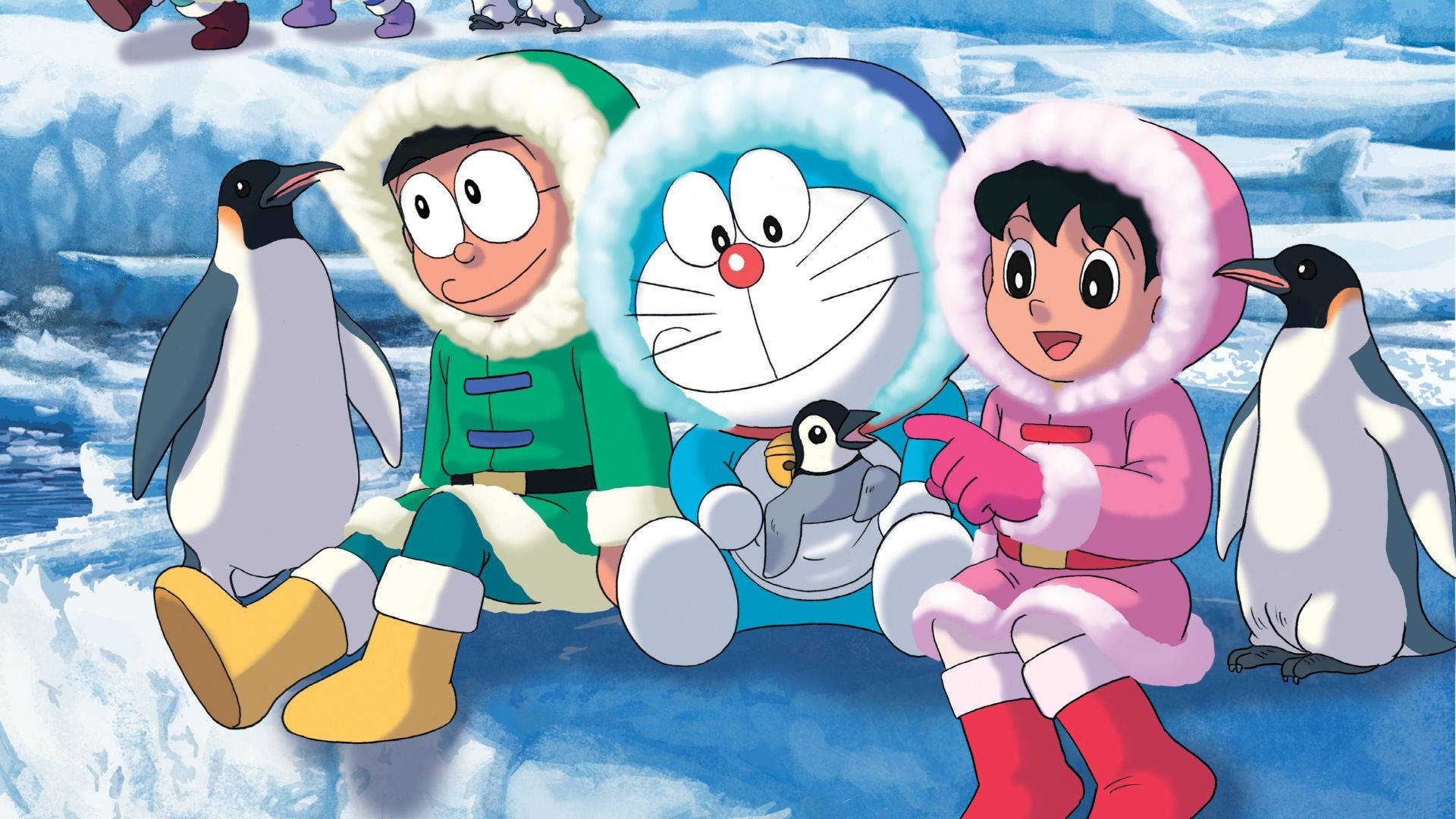 Shizuka Doraemon With Penguin Family
