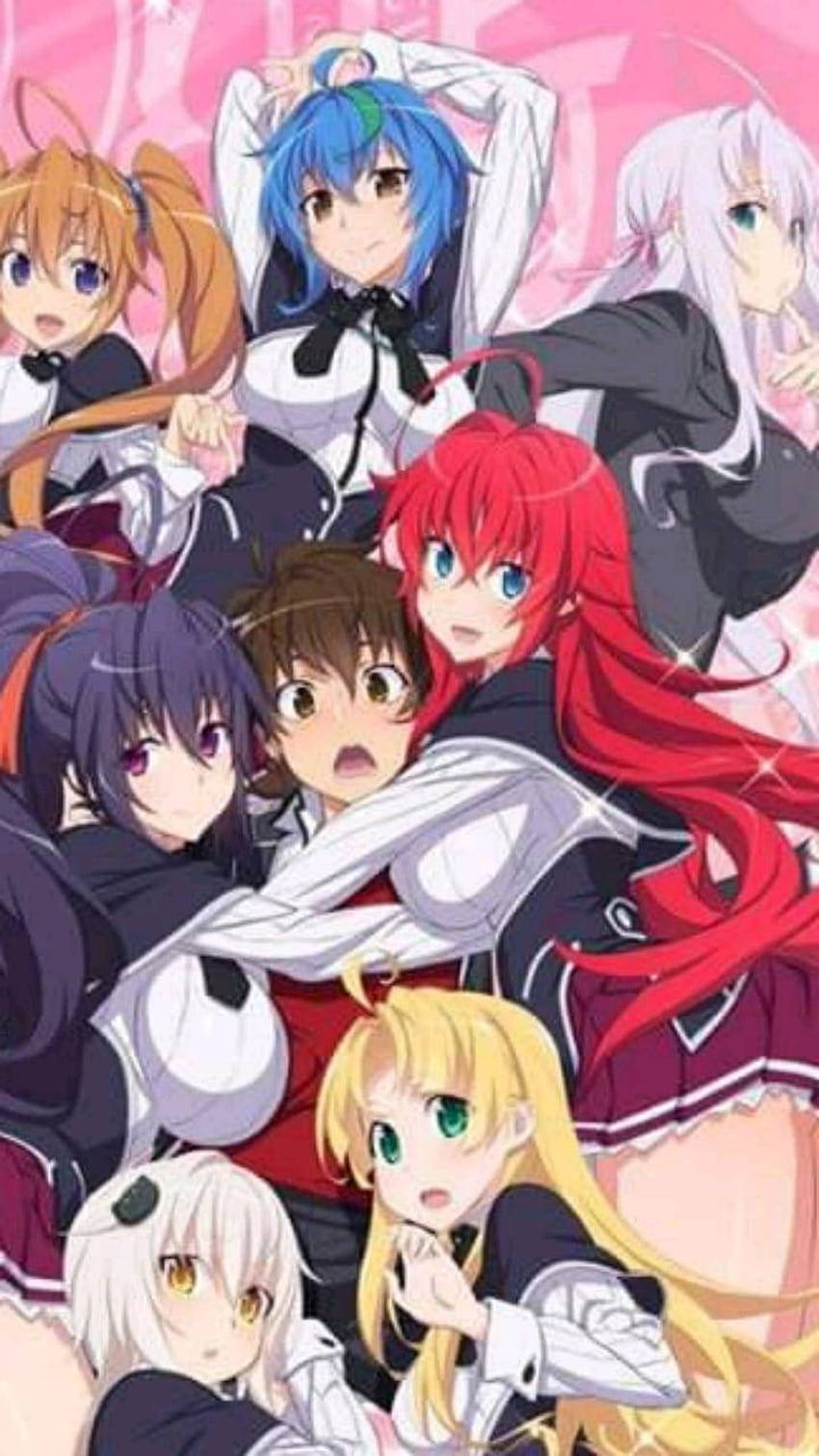 Shocked Issei Surrounded By High School Dxd Girls Background